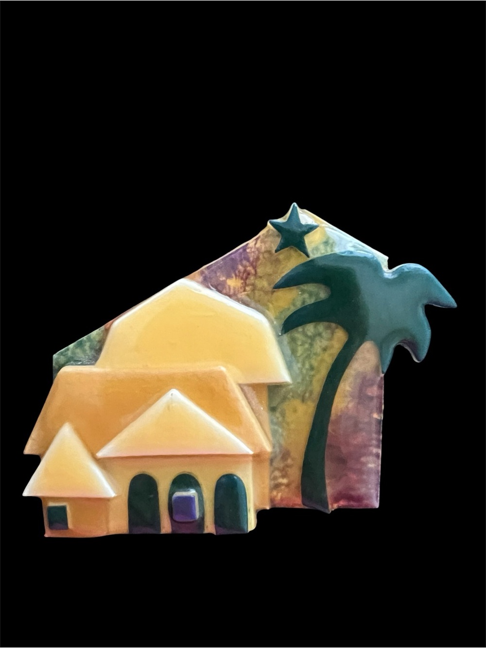 Vintage House Pins by Lucinda - Palm Tree Star Beach House - Brooch Jewelry Pin